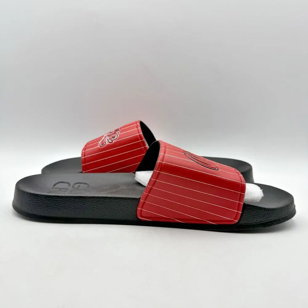 73 Studio Mens Chicago Sandals US 10 EU 43 Red Black Slides Rubber NWOB